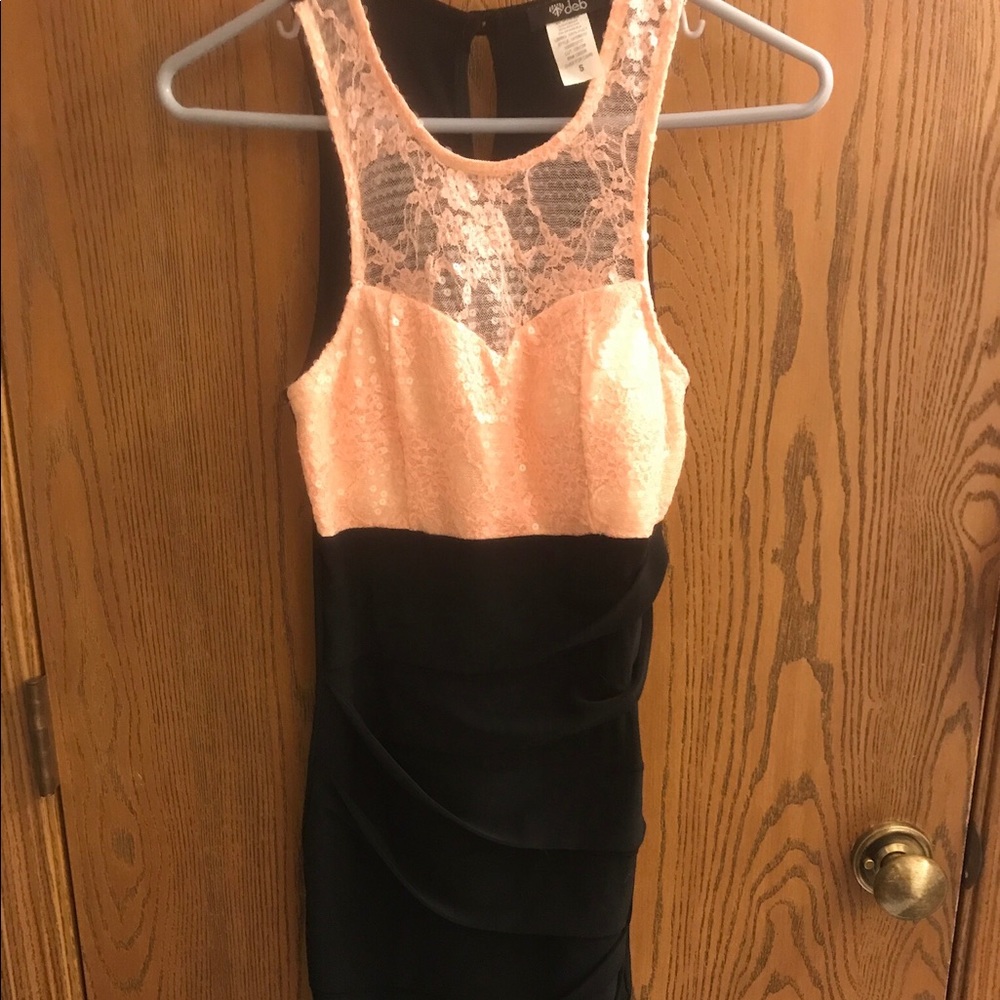 Small deb pink and black mini dress